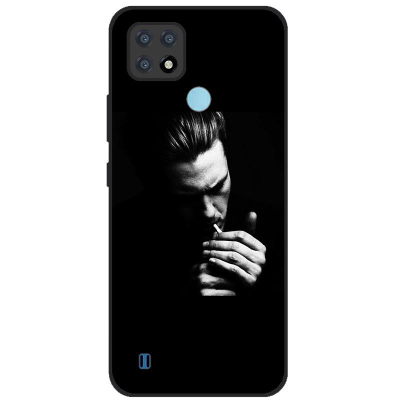 Para OPPO Realme C21Y Capa Série COOL Preto Capa de Silicone Macia para Cases de Telefone Realme C21 C25 C25s Protetora Realmi C 21 Y Capa
