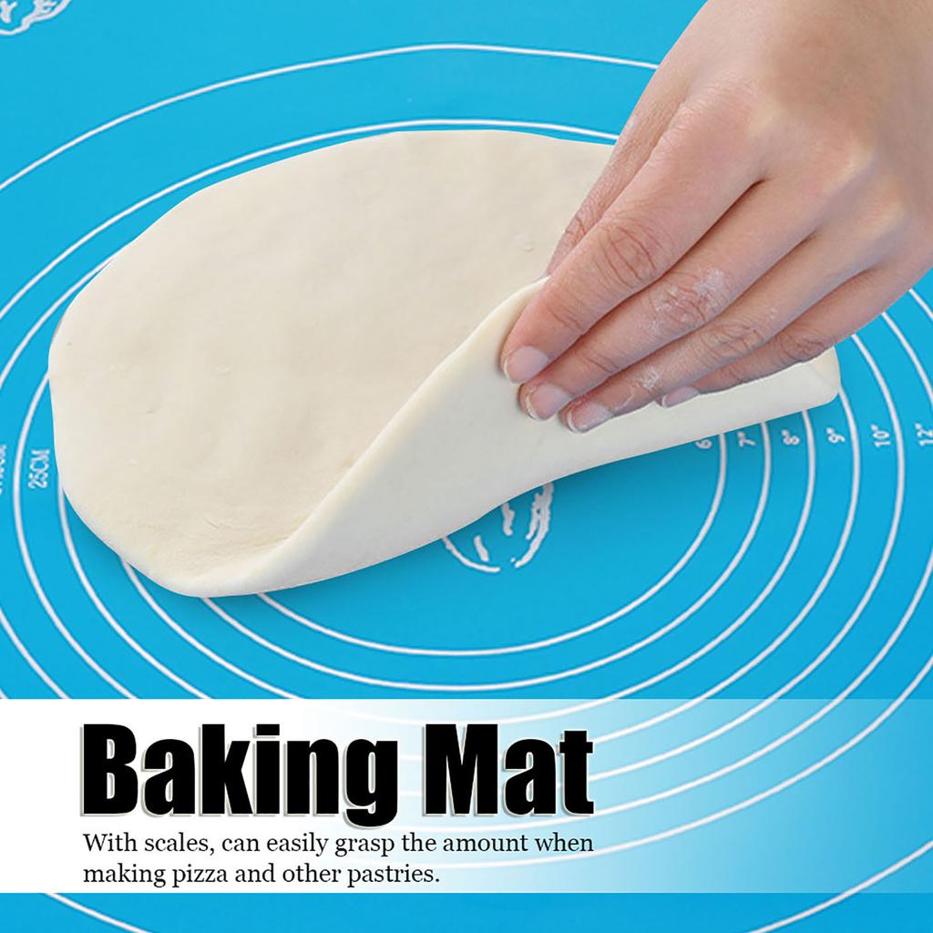 Household Silicone Non-Stick Baking Mat with Scales Rolling Dough Pad Kitchen Baking Tools(Blue