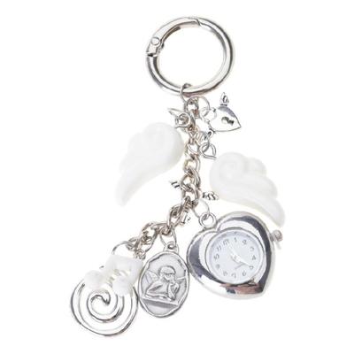 Incantevole Portachiavi Orologio Ala d'Angelo Lega Vintage Ciondolo Borsa Accessorio Gioiello Creativo Per Uso Quotidiano