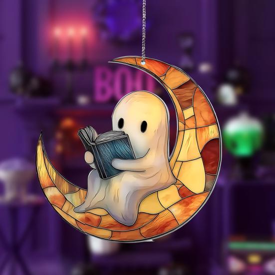 Ghost-Themed Pendant Sun Catcher Art Peaceful Atmosphere Sunlight Reflection Ornament Home Garden Decor