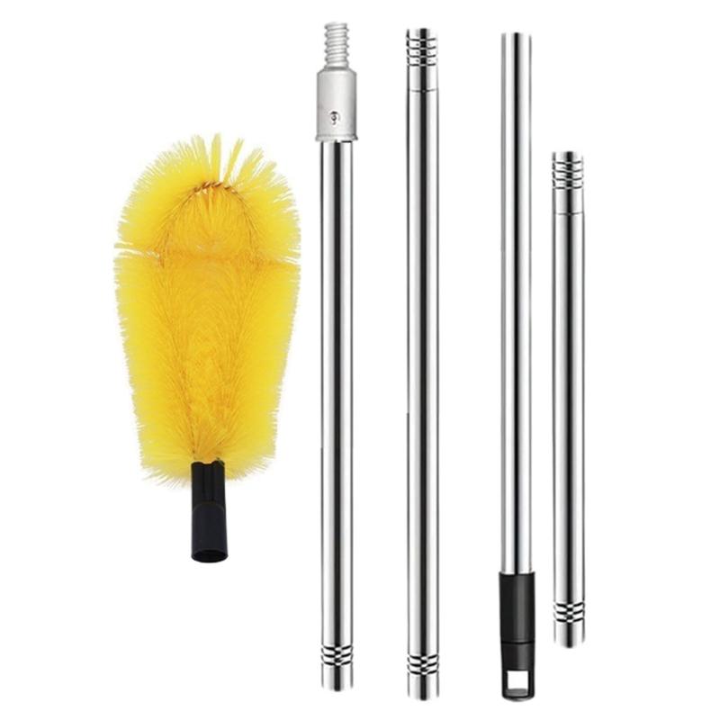 Portable Gutter Cleaning Tool Set with Double Brush Heads Sturdy Stainless Steel Materials for Efficient Outdoor Use