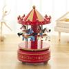 Hand Cranked Christmas Musical Carousels Box Ornament Wind Up Mechanism Music Box Ideal Gift Holiday Festives Decoration