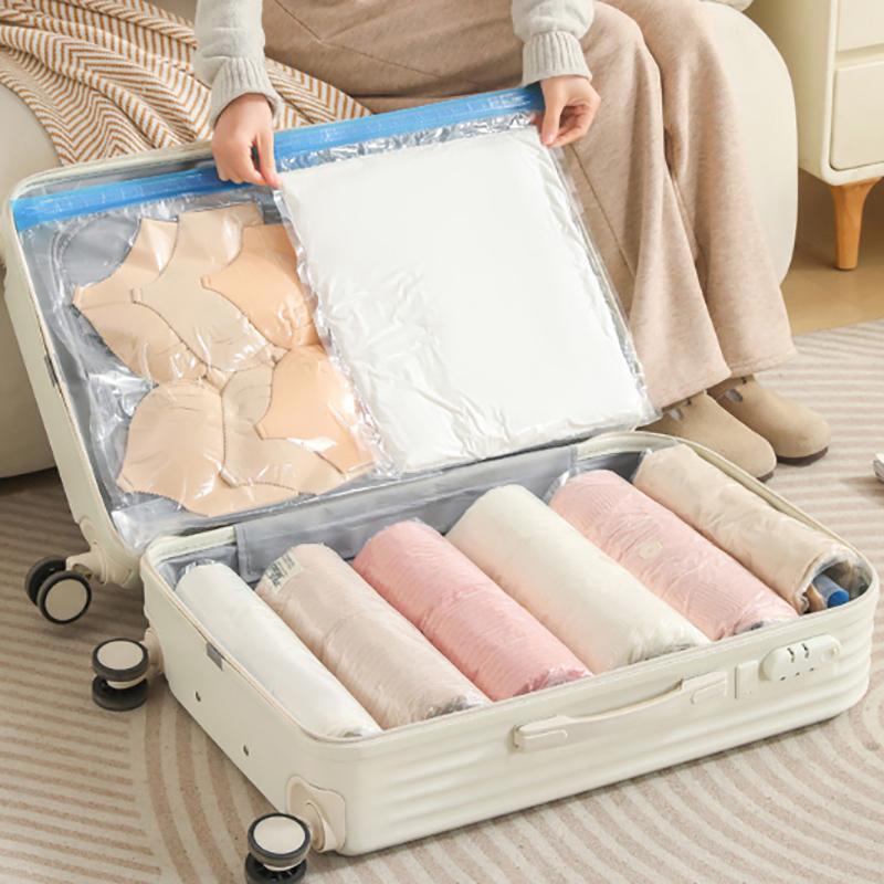 No Need Air Pump Travel Roll-Up Compression Bags Reusable Vacuum Storage Bag Saves 80% Of Storage Space Roll-Up Compression
