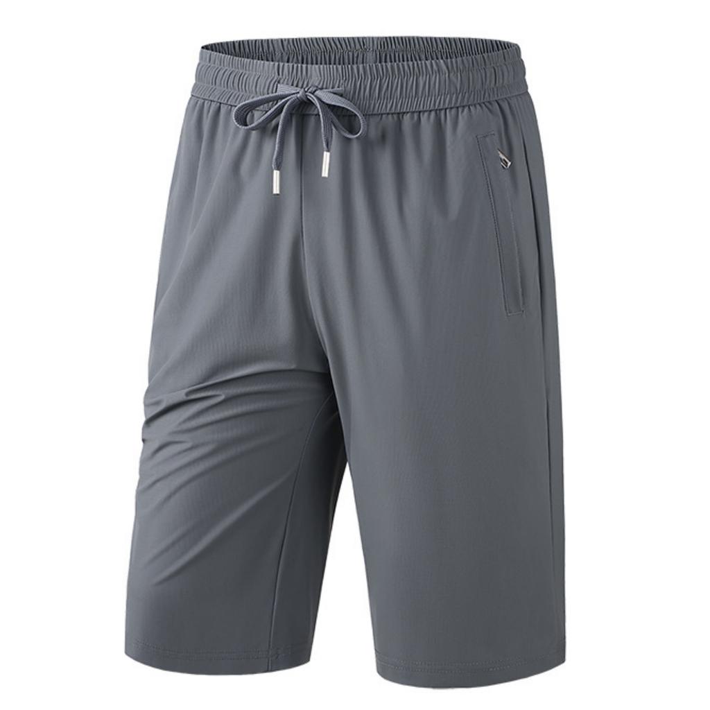 Men Loose Fit Lightweight Breathable Quick Dry Sports Capri Shorts with Elastic Waistband and Zipper Pockets for Outdoor Activities