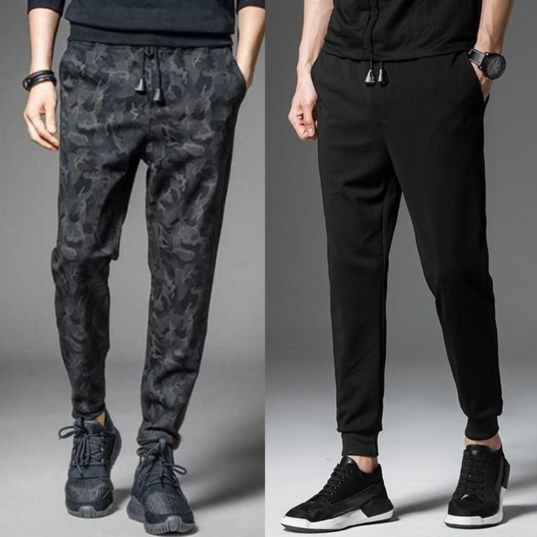 Casual pants autumn and winter tether fleece trousers men's Korean version teen camouflage sports pants fleece thicker
