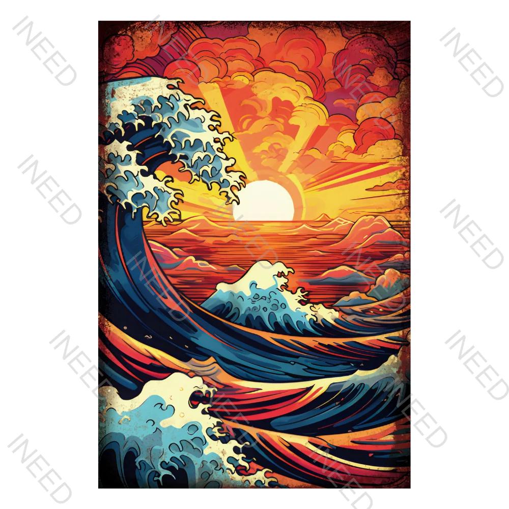 Japanese Samurai Vintage Metal Plate Living Room Decoration Painting Metal Wall Art Plaque Retro Tin Sign Bar Pub Home Decor