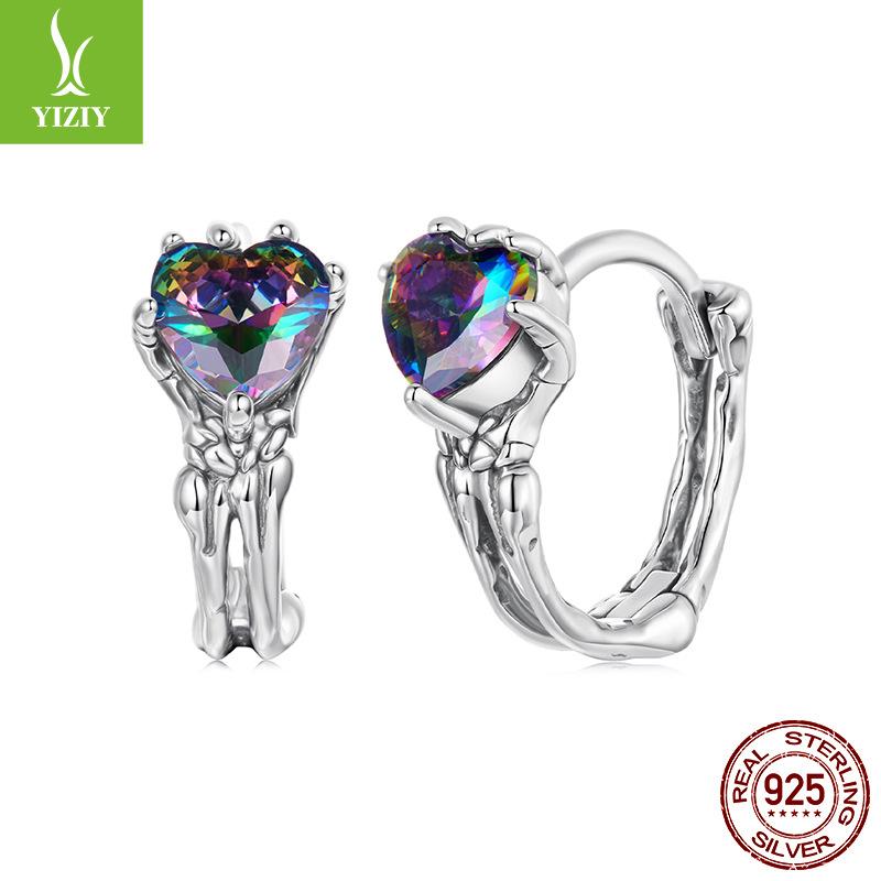 Halloween Love Skull Hand Ear Clasp Personality Dark Wind S925 Sterling Silver Earrings Earrings