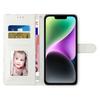 For iPhone 15 PU Leather Flip Cover Wallet Stand Pattern Printing Phone Case with Strap