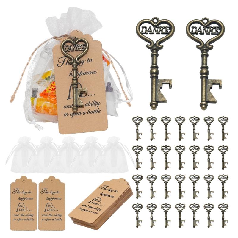 

Electroplate Alloy Keys Bottle Openers 50 Pack DIY Personalized Warm Guest Gift 1