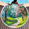Beautiful Garden Floral Round Beach Towel, Microfiber Circle Beach Towels Quick Dry Beach Throw Blanket Sand Free Pool Towels
