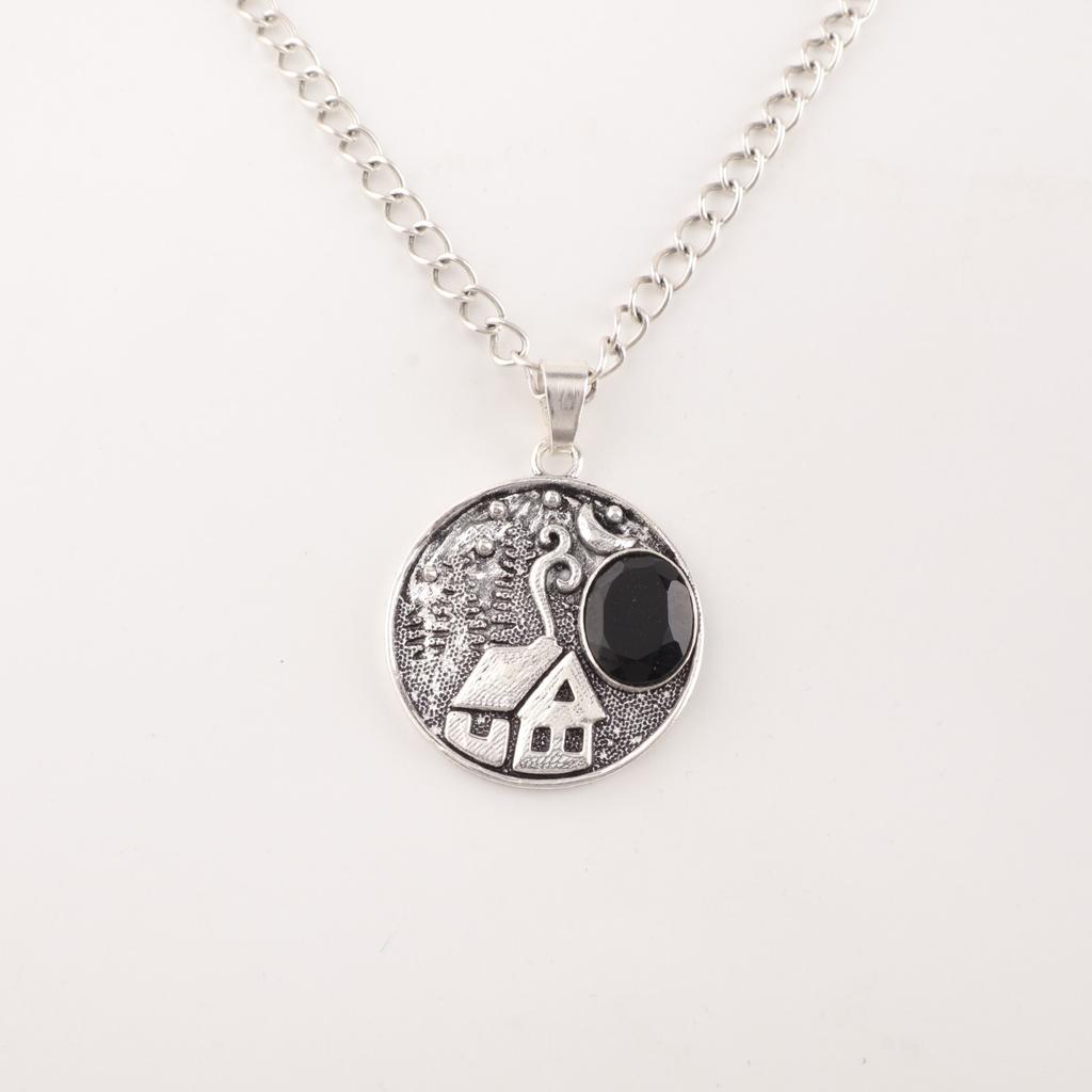 Natürlicher Schwarzer Onyx Edelstein 925 Sterlingsilber Schmuck Partywear Anhänger 1,29'' CP-39-18