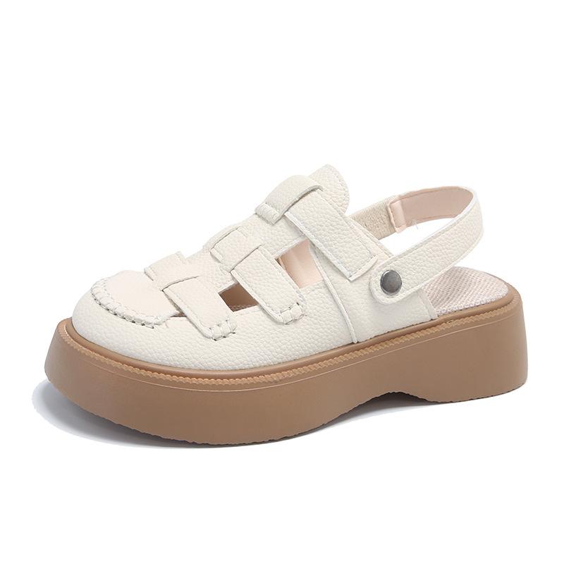 Baotou Sandals Women's New 2025 Summer Wear Hole Shoes Two Wear Platform Half Slippers Beach Roman Shoes