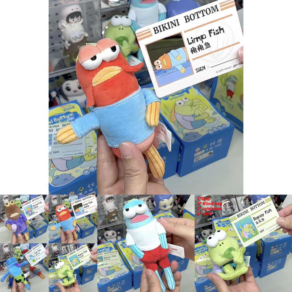Spongebob Schwammkopf Bikini Bottom Einwohner Plüsch Schlüsselanhänger mit PP-Baumwollfüllung zur Rucksackdekoration