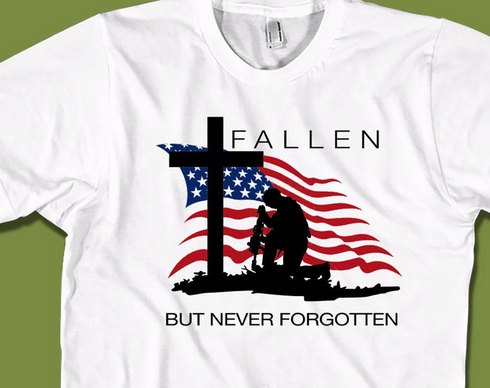 Fallen Soldier Memorial Day Shirt: Patriotic American Flag Tee M