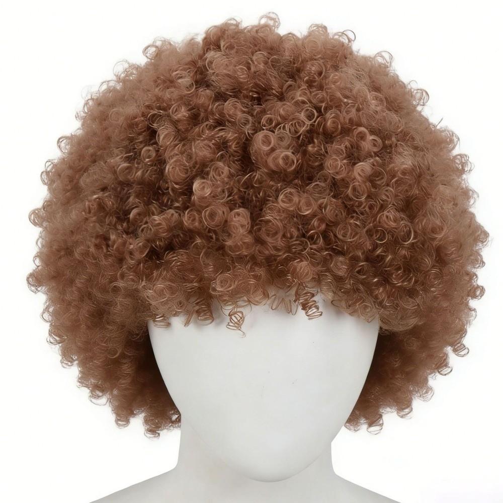 Capelli Ricci Ondulati Corti Colorati Resistenti al Calore Tifoso di Calcio Che Indossa Parrucche Halloween