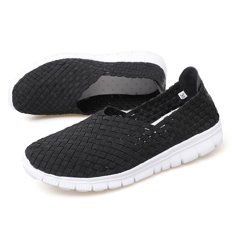 Summer Moccasin Pink Beach Walking Shoes Women Casual Weave Soft Slip On Loafers Braided Flats Sneakers