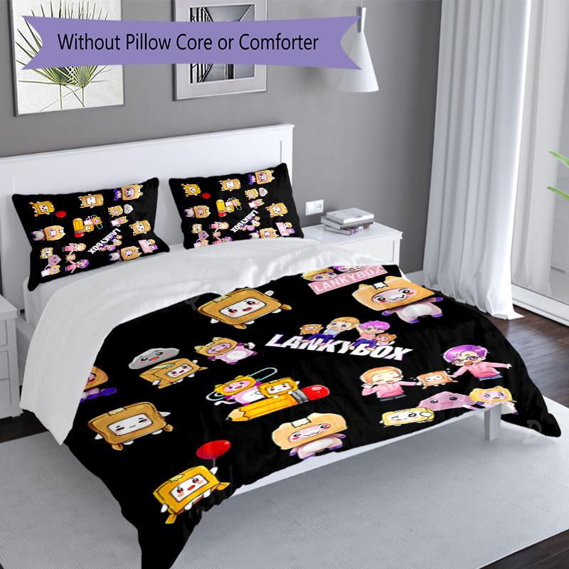 3pcs Lankybox Foxy and Rocky Pattern Bedding Set Duvet Cover Set Includes Duvet Cover &pillowcases, Perfect All Season Bedroom Decoration & Gift