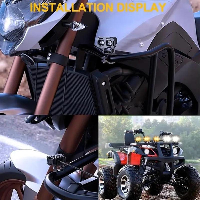 Motorcycle LED Spotlights Super Bright Headlights Three-eye Lens Fisheye Two-color Lights Retrofit Waterproof Shock-proof