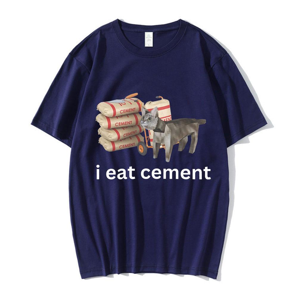 I Eat CeUnisext Low Poly Cat Funny Meme T Shirt Unisex Women Fashion Vintage Short Sleeve T Shirts High Quality Cotton Loose Tshirts