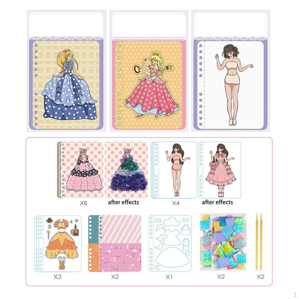 DIY Painting Sticker Princess Dress up Stickers Book for Age 3+