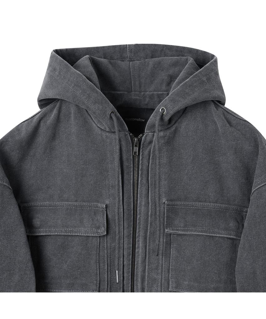 Customellow Gray Cotton Dyed Hood Jacket_Cwuam25383Gyd