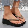 Ladies Shoes Fashion Pinch Toe Women's Flip Flops Hot Sale Crystal Beach Slippers Women Summer Plus Size Platform Wedge Sandals