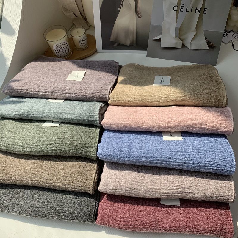 Retro Trendy Cotton and Linen Large-sized Long Scarf Shawl Versatile Winter Solid Color Scarf