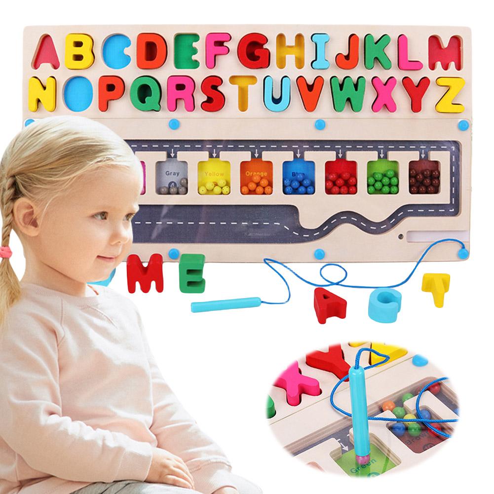 2 in 1 Montessori Alphabet Learning Puzzle Toy Color Matching Learning Counting Puzzle Board Counting Matching Toys for Toddlers