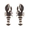 Exaggerated Personality Dark Ocean Leisure Vacation Wind Full Diamond Alloy Exaggerated Lobster Female Earrings Earrings