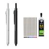 High Grade Metal Multicolor Ballpoint Pen 4 In 1 Ball Pen 0.7mm Black Blue Red Refills and Pencil Lead Offfice School Writing