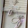 Ballet Shoe Keychain Featuring Lace Bowknot And Pearls Detail For Fashion Forward Individuals And Dance Fan