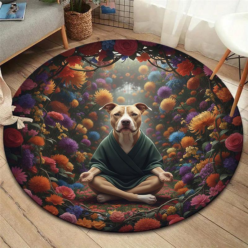 

Meditation pets Round Area Rug,Carpet Rug for Living Room Bedroom Sofa Playroom Decor,Non slip Floor Mat 80cmx80cm