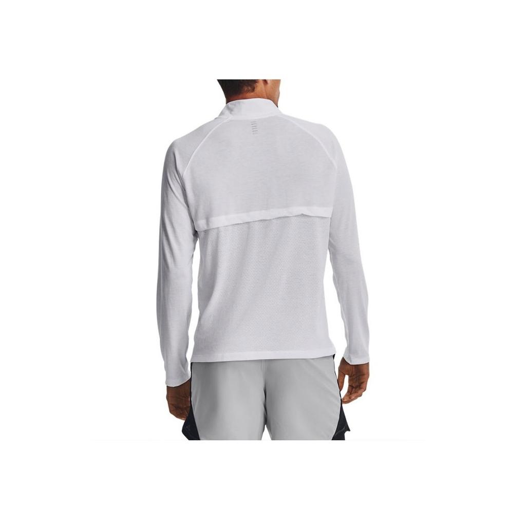 Under Armour Solid Color 1/2 Zip Running Breathable Crew Neck Pullover Long Sleeve Raglan T-Shirt Men Tops White 1361474-100