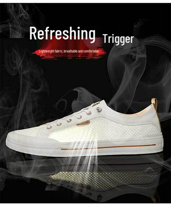 Men's Trendy Autumn Leather Slip-On Sneakers - High-End & Versatile White Sports Shoes