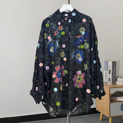 Fashion Casual Loose Long Sleeve Shirts for Women Spring and Autumn Chic Vintage Print Flowers Blouses Women Button Up Office Ladies Blouse Tops 25812