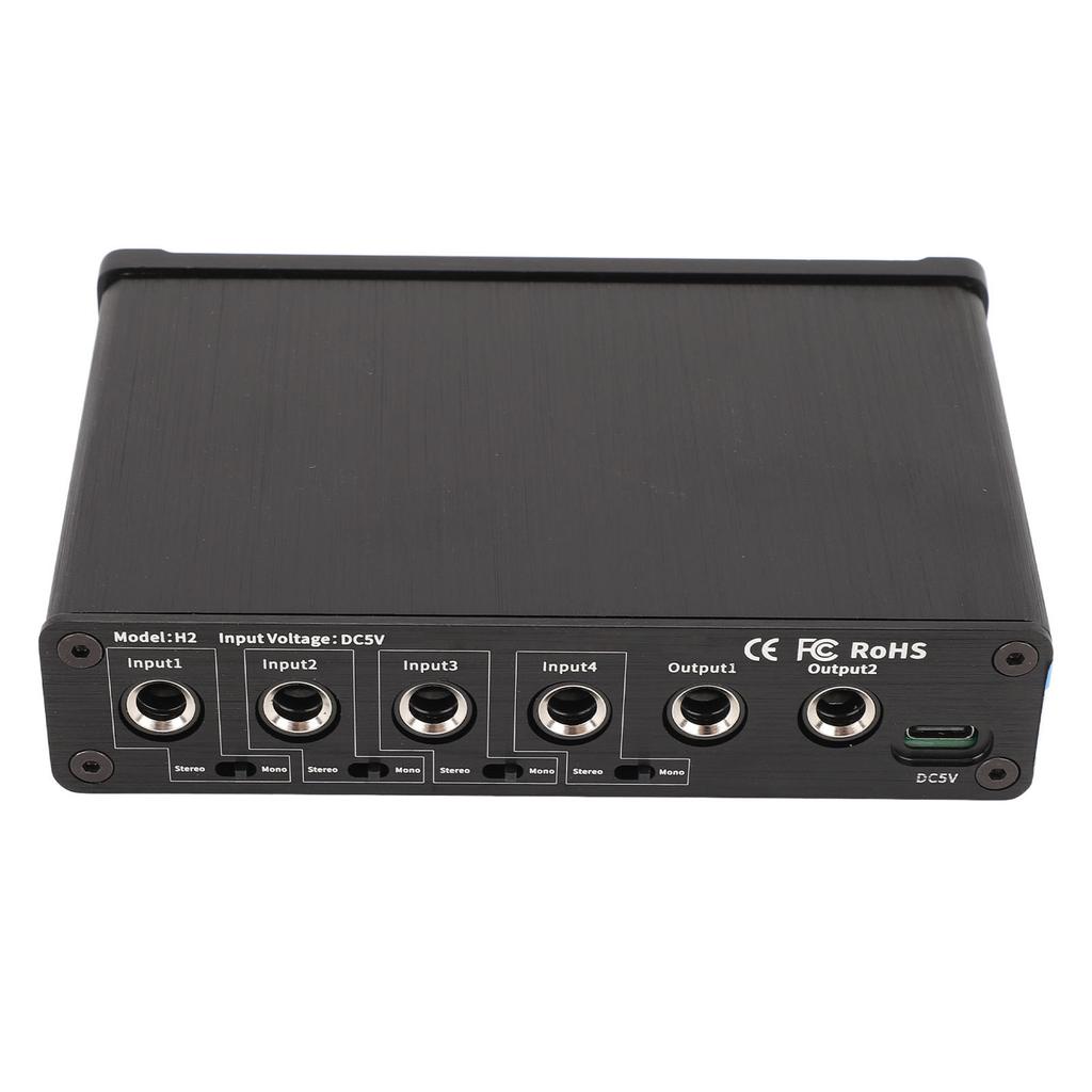 4 In 2 Out Sound Mixer 6.35mm Stereo Mono Channel Switching Independent Control Mixer for