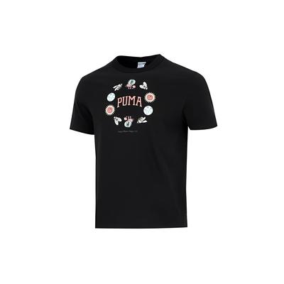 Downtown Grafisk T-skjorte Tegneserie Alfabetmønster Casual Kortermet T-skjorte Herre Topper Svart 535400-51