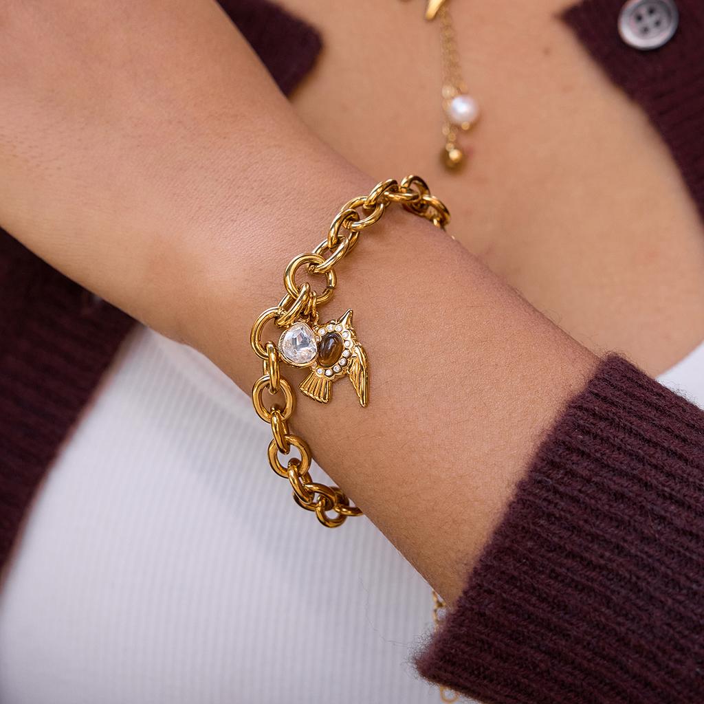 Yori Stylish Flying Bird Series Tiger Eye Dove Bracelet Waterproof Stainless Steel Y2K Trendy Jewelry Gift 2026 New