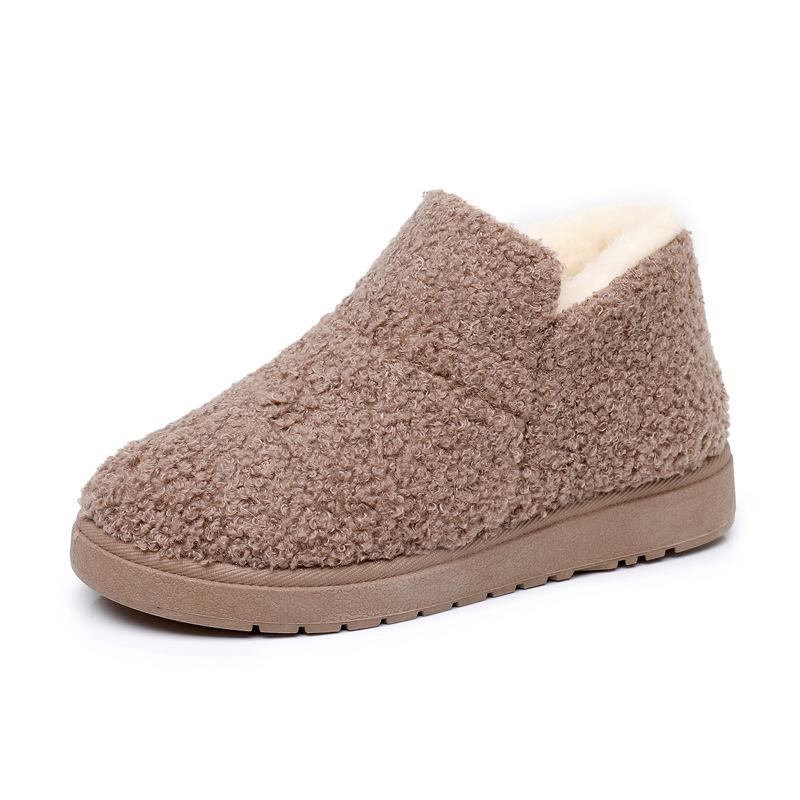 Winter Velvet Warm Snow Boots Fluffy Boots Lazy Flat Cotton Shoes Versatile Fashion Casual Shoes