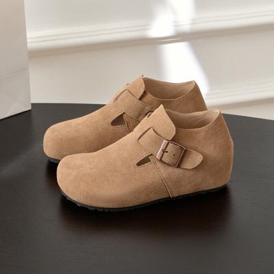 Cowhide~ Inner Height Increase Cm Genuine Leather Women's Small Thick Soles Wear One Pedal Lazy Single Shoes