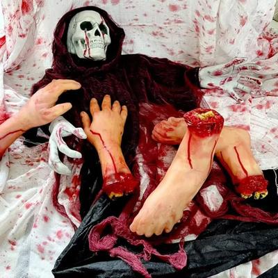 Halloween Severed Body Parts Decor Bloody Broken Arms Legs Fingers Realistic Silicone Haunt Prop Gruesome Prank Party Kit