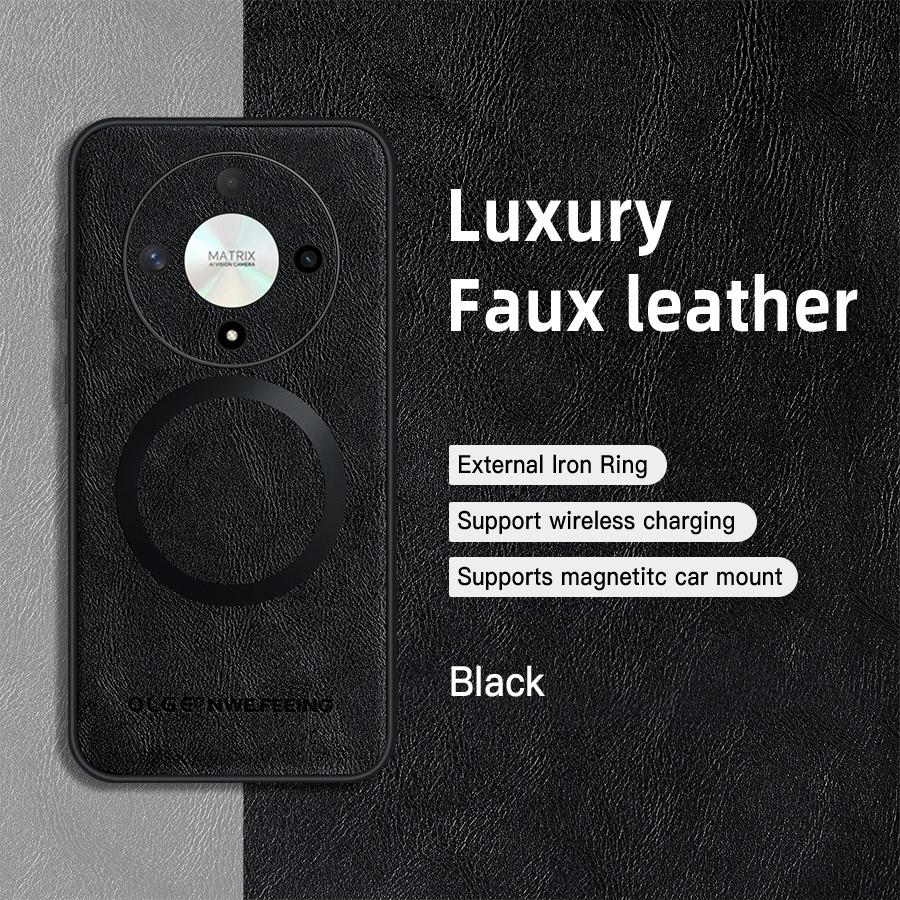 Classic Leather Wireless Charging For Magsafe Magnetic Case For Honor Magic6 Lite Magic 6 Lite X9B HonorX9B 5G Soft Back Cover