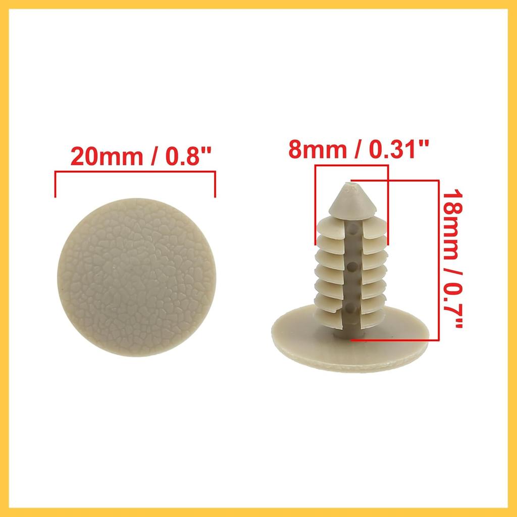 8mm Lochdurchmesser Auto Kunststoffniet Befestigung 50 Stück Beige Auto Ersatzteile
