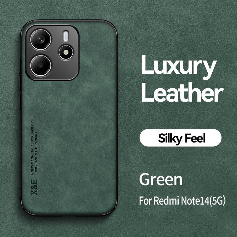 Funda For Xiaomi Redmi Note 14 5G Case Car Magnetic Holder Leather Back Cover For Redmy Note14 5G Soft Silicone Shockproof Coque