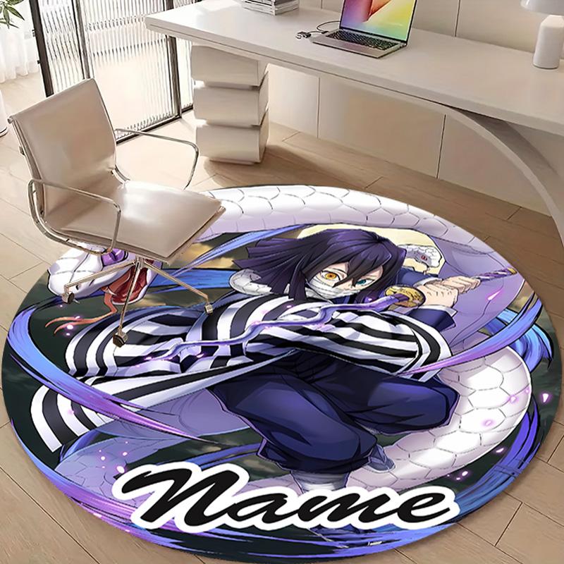 Personalized Demon Slayer Round Chair Office Rug - Perfect for Mat, Office Chair & More - Ideal Gift for Birthdays and Holidays