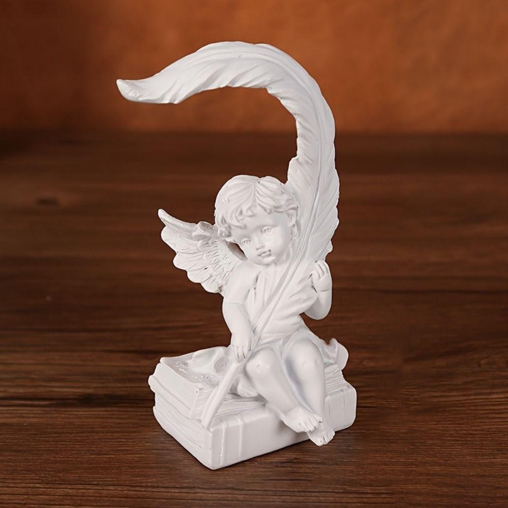 Charming Resin Angel Statue Decorative Praying Angel Figurine Feather Angel Ornaments  Living Room