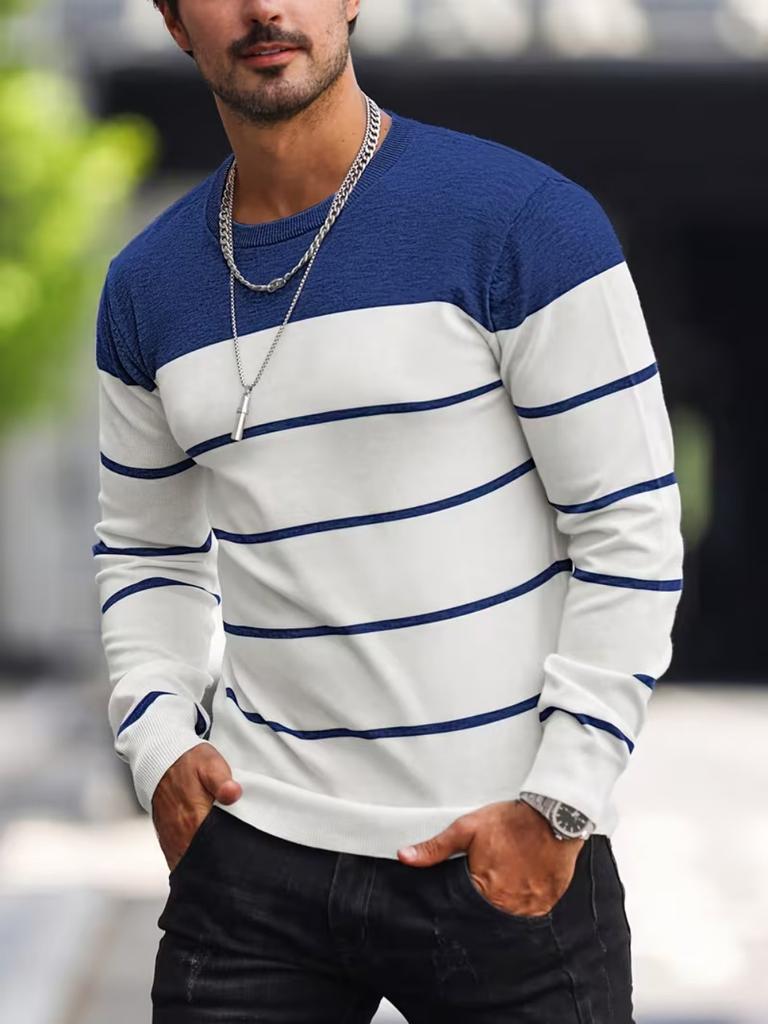 3D Abstract Swirl Pattern Long Sleeve T-Shirt, Stylish Men's Casual Top