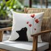 Minimalist Black Cat Red Poppy Pillow Cover Art Print Cushion Case Cat Lover Floral Home Decor Gift