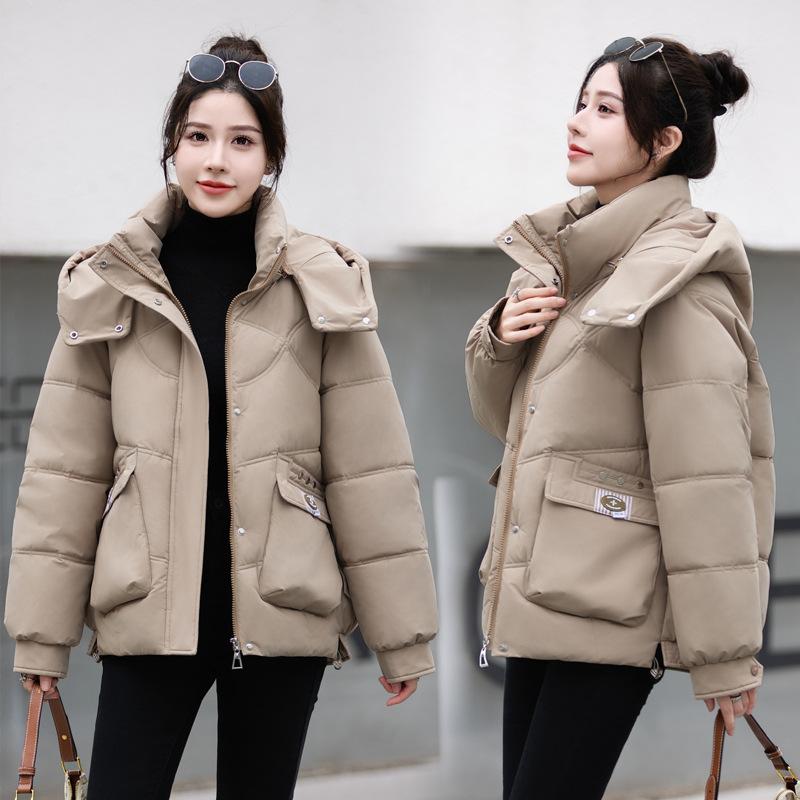 Thickened cotton jacket women's short loose ins Hong Kong style down cotton jacket student padded jacket new in 2025