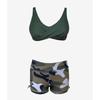 Cross-Border Women's Split Swimsuit: Sexy Solid Color Bikini with Camouflage Boxer Shorts